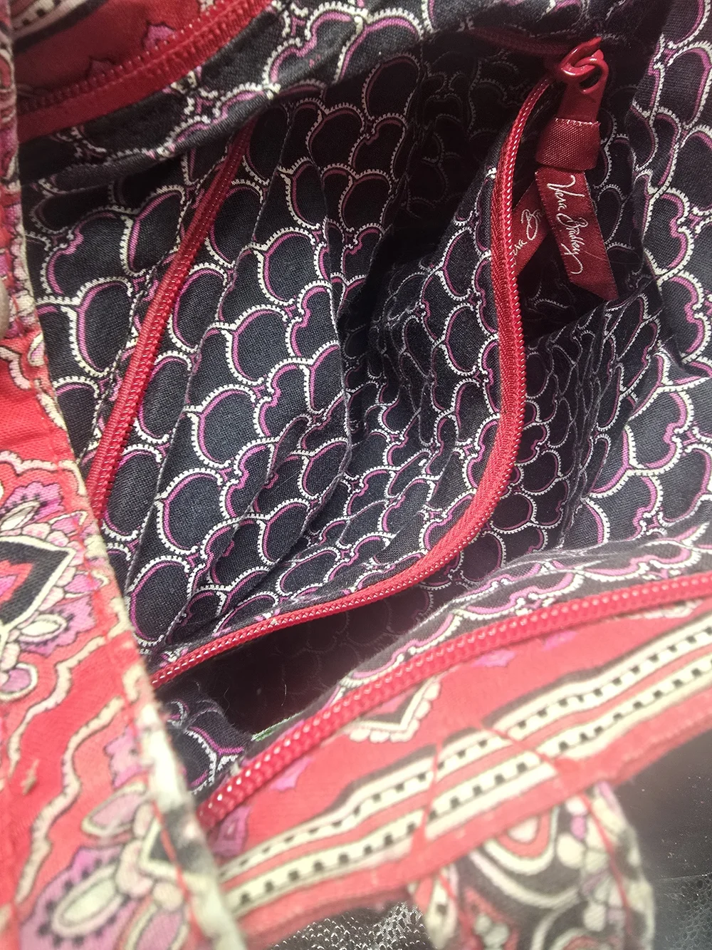 Quilted Floral Tote Bag in Red